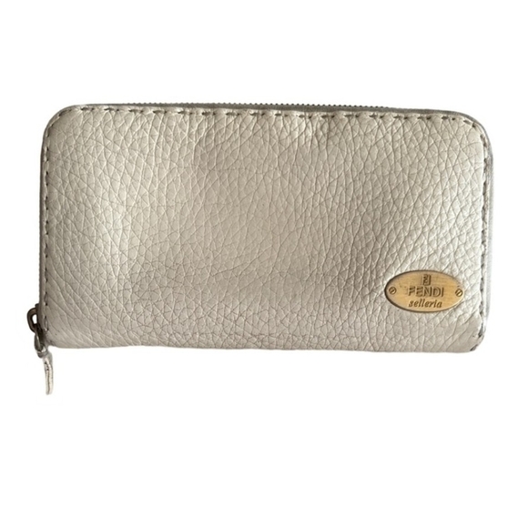 Fendi Handbags - Fendi Selleria White Zip Wallet .preloved